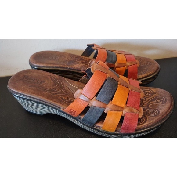 Born LoLo Women's Slide Sandals Brick Multi-Color Distressed Leather 8 US 39 EU - Picture 1 of 8